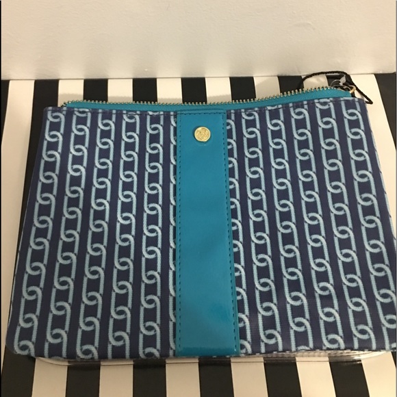 Kate Landry Aqua blue and navy wristlet .. - Picture 4 of 8